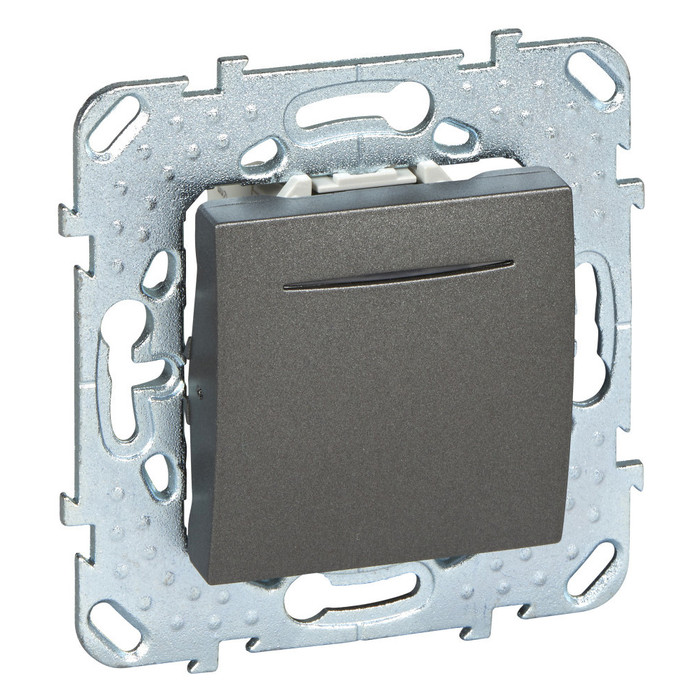 Выключатель одноклавишный кнопочный Schneider Electric UNICA TOP с подсветкой, графит, MGU5.206.12NZD