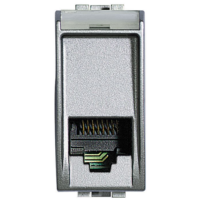 Розетка телефонная RJ11 BTicino LIVING LIGHT, скрытый монтаж, алюминий, NT4258//11N