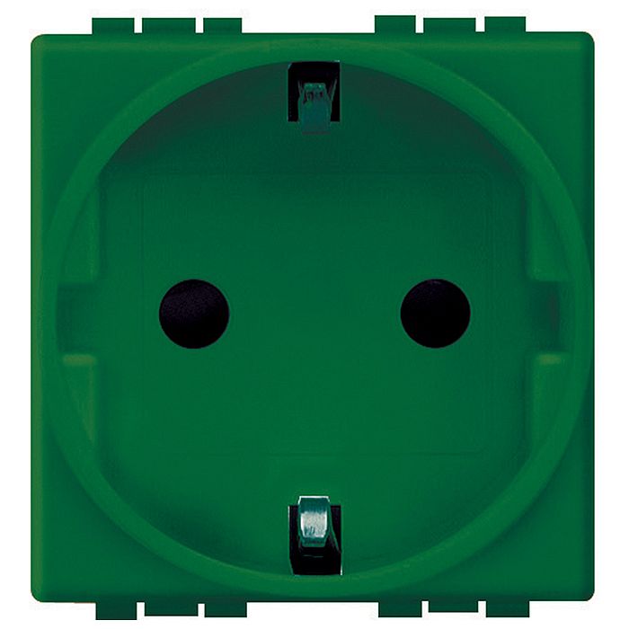 Розетка BTicino LIVING LIGHT, скрытый монтаж, с заземлением, со шторками, зеленый, L4141V
