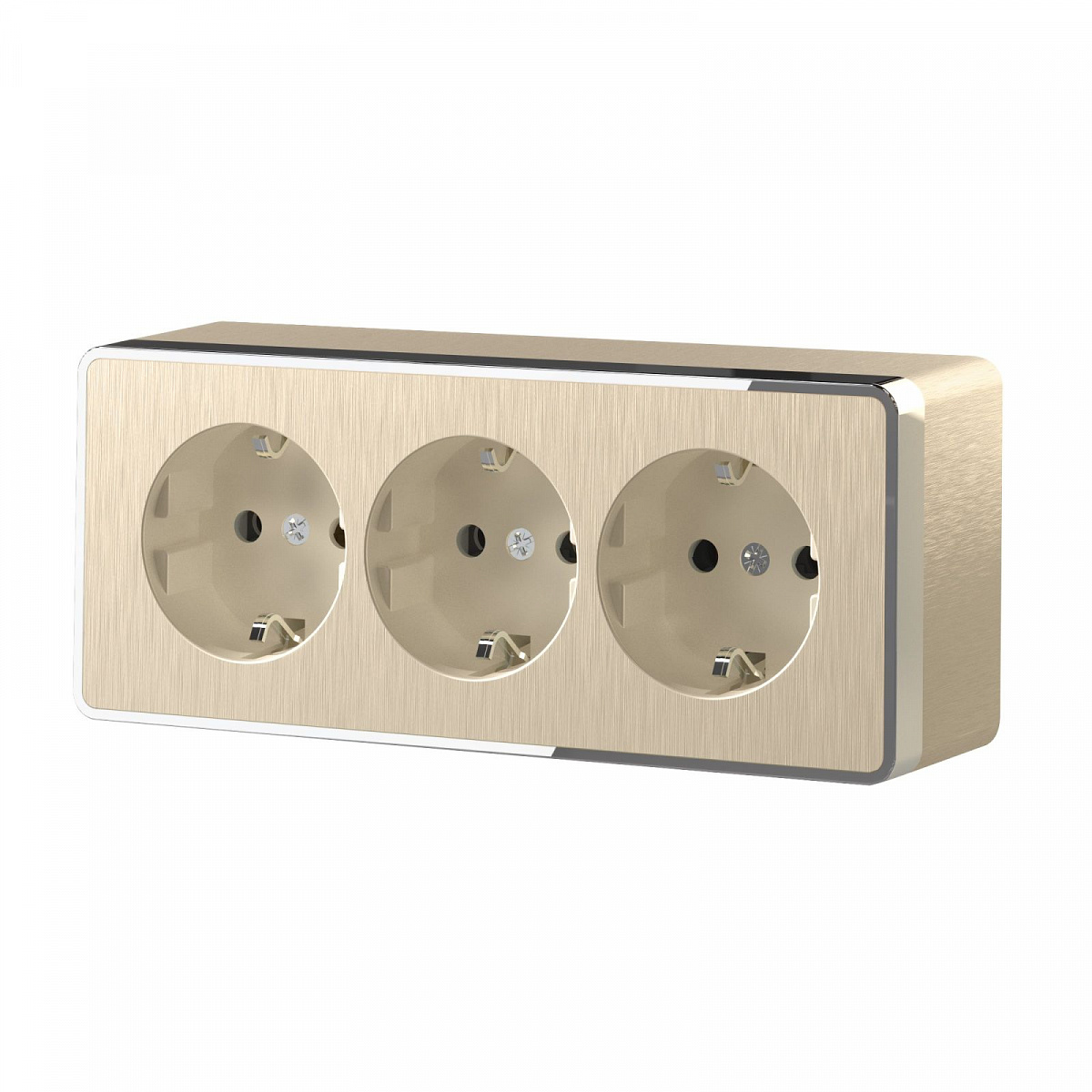 Розетка тройная с заземлением и шторками Gallant шампань рифленый W5073110