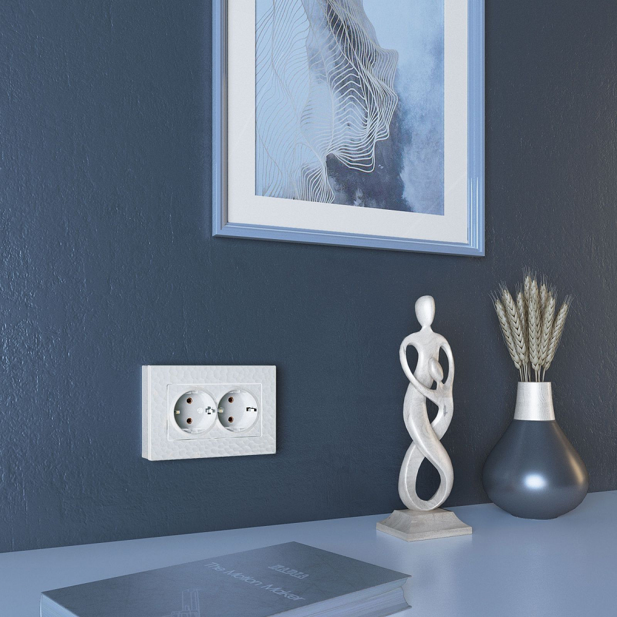 Рамка из поликарбоната для двойной розетки Hammer белый W0082401