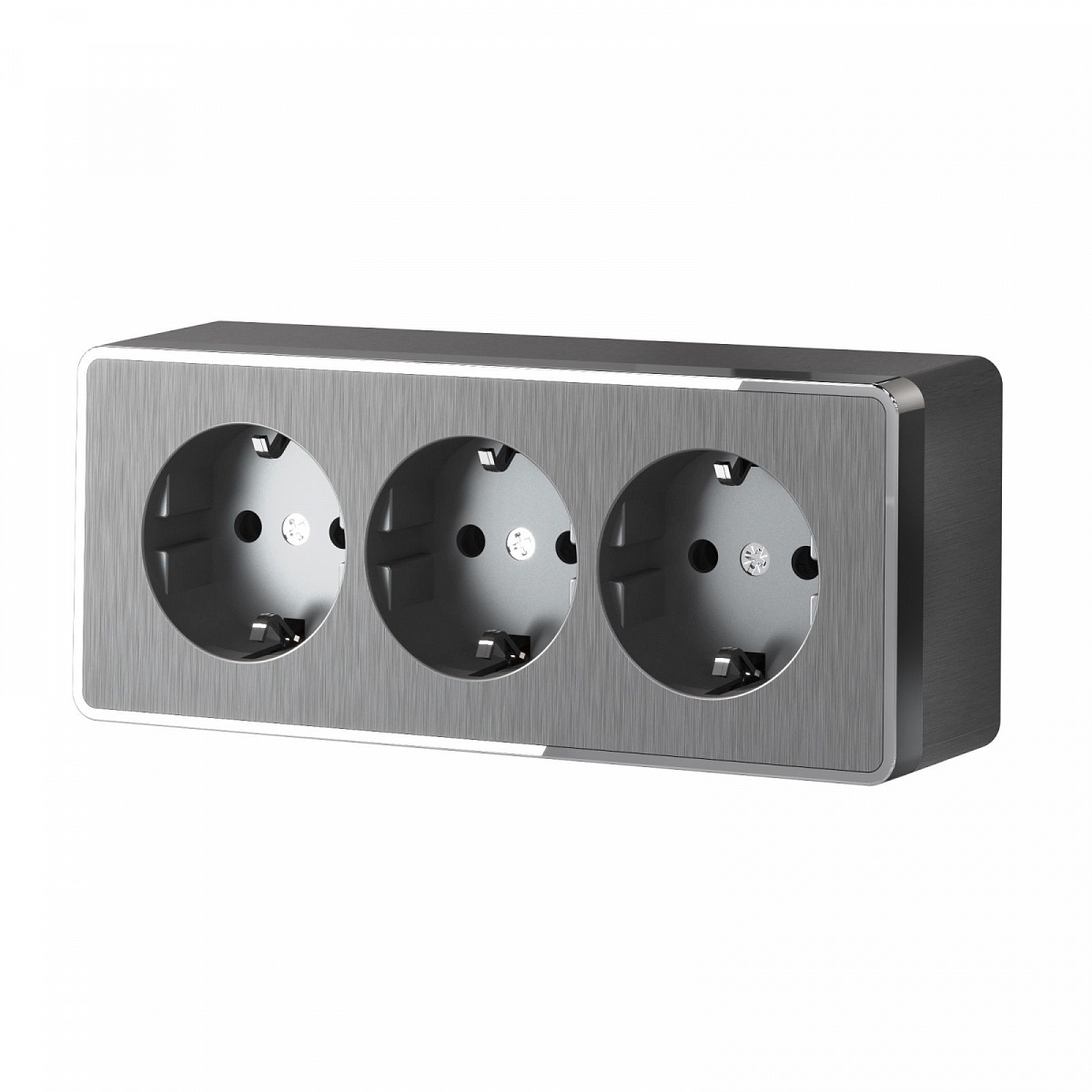 Розетка тройная с заземлением и шторками Gallant графит рифленый W5073104