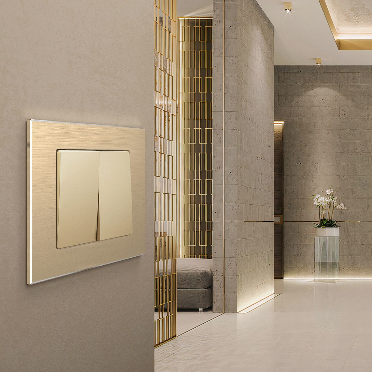 Рамка из металла на 1 пост Аluminium шампань алюминий W0011711