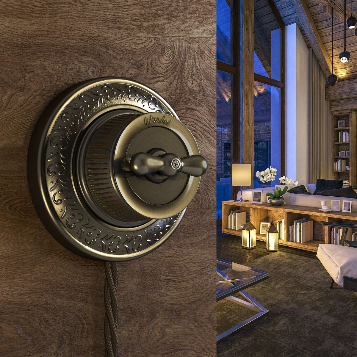 Переключатель одноклавишный матовый хром ретро WL19-01-03