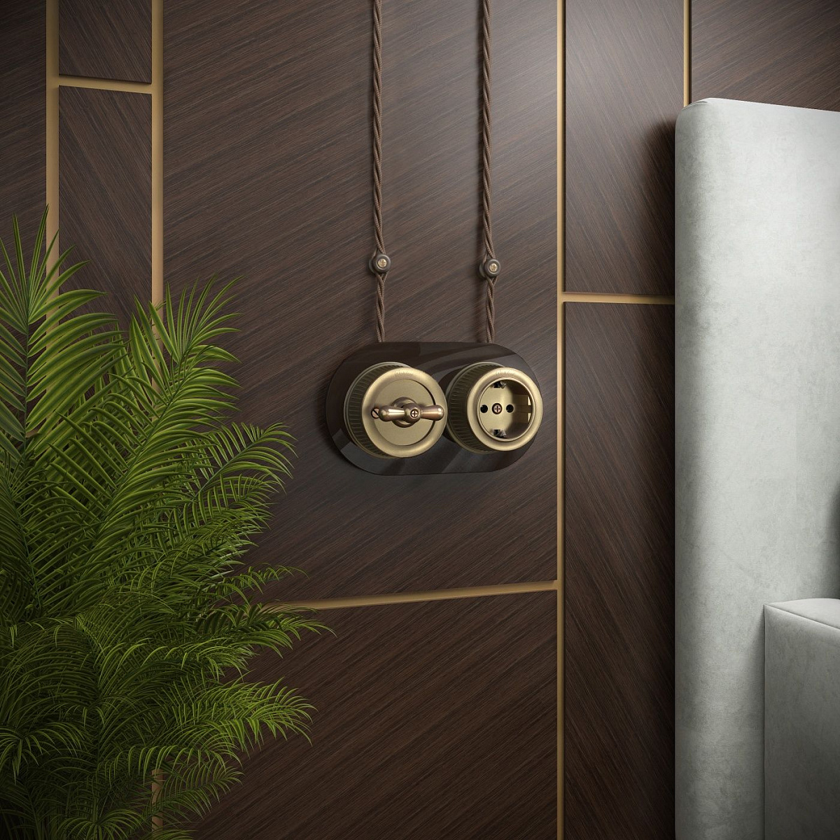 Переключатель одноклавишный матовый хром ретро WL19-01-03