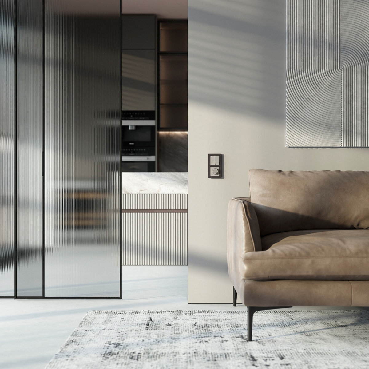 Выключатель двухклавишный проходной с подсветкой (дымчатый) W1222104