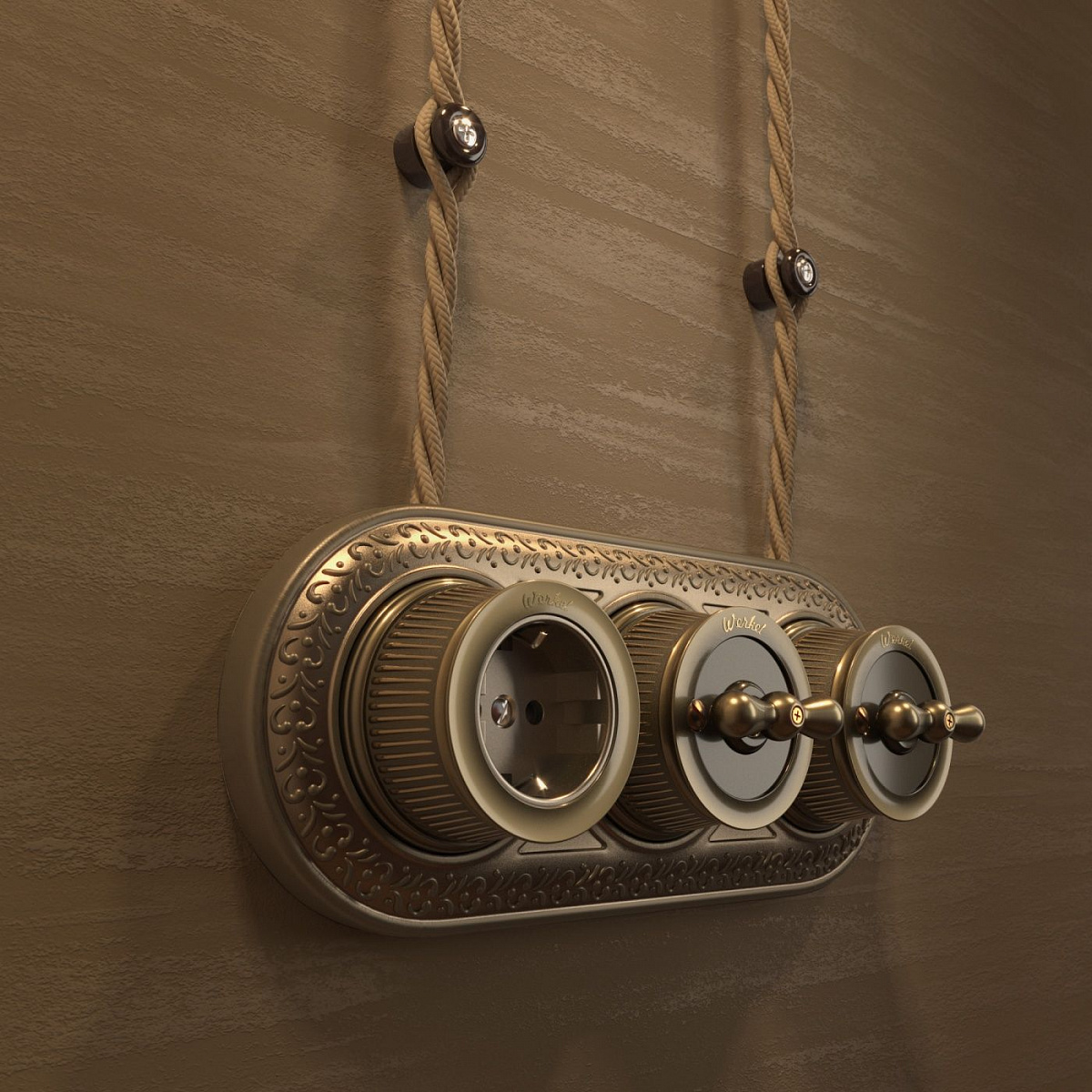 Переключатель одноклавишный матовый хром ретро WL19-01-03