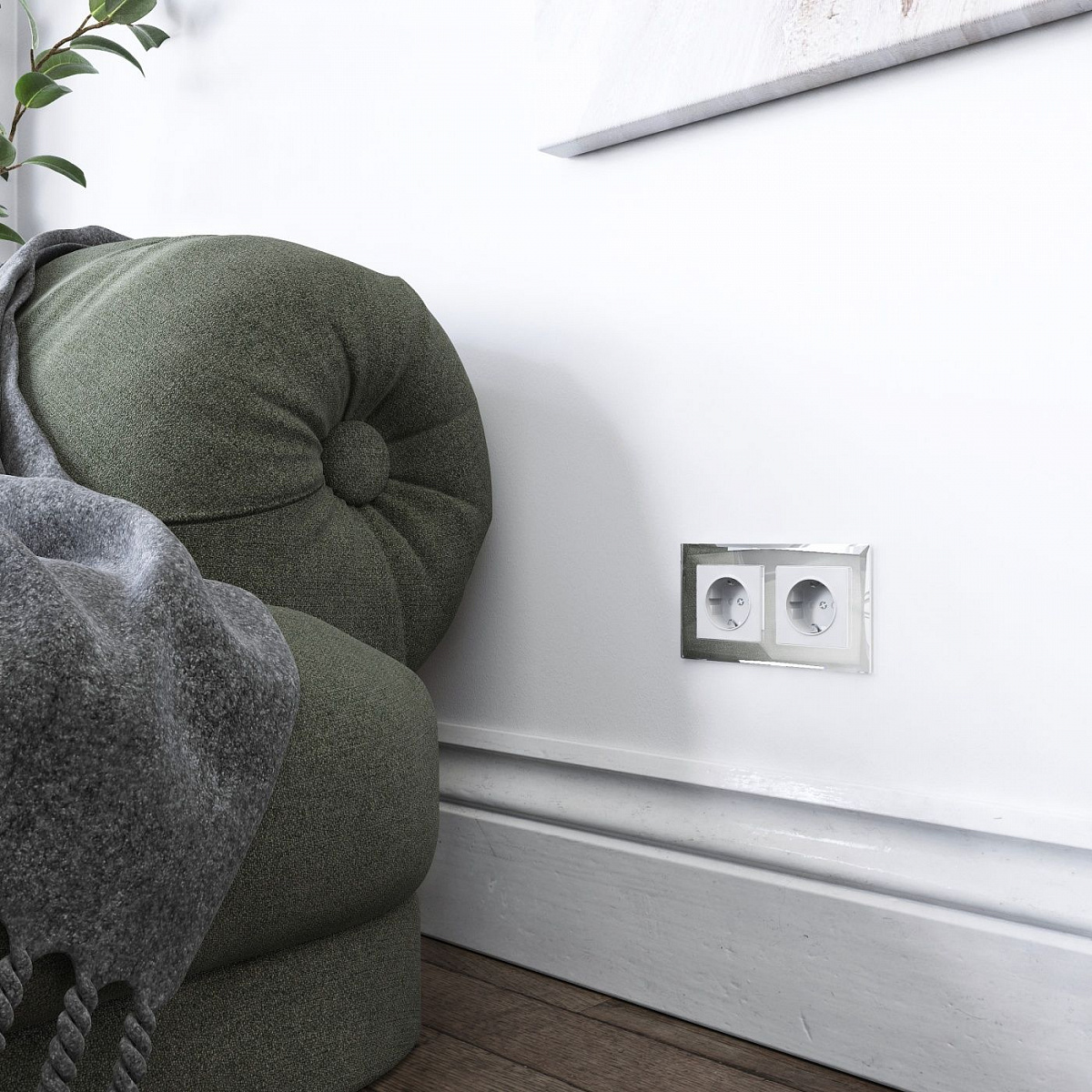 Рамка из стекла на 2 поста Diamant зеркальный W0021220