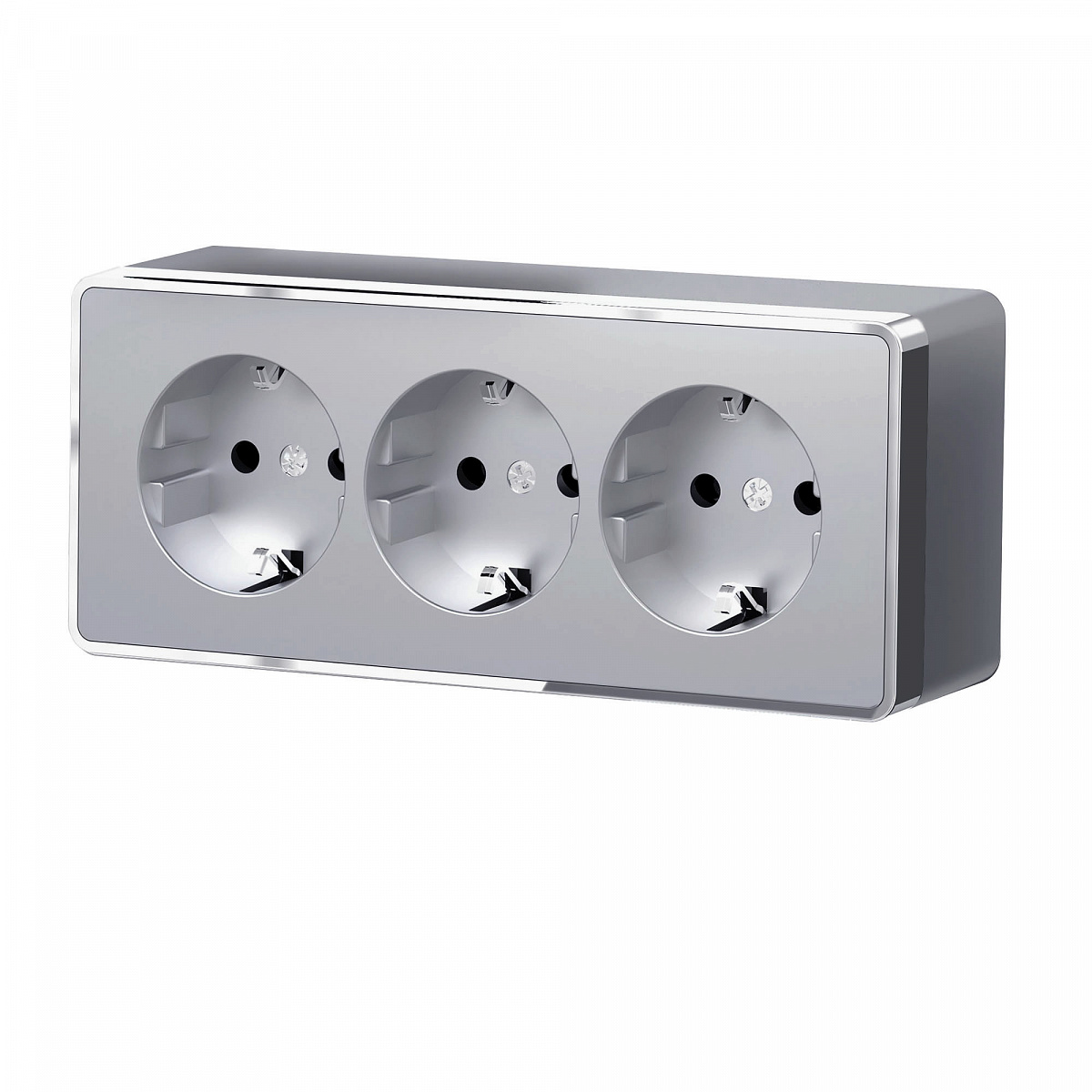Розетка тройная с заземлением и шторками Gallant серебряный W5073106