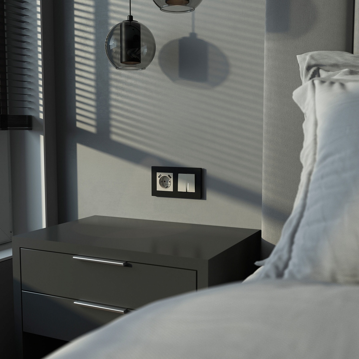 Выключатель двухклавишный с подсветкой (дымчатый) W1220104